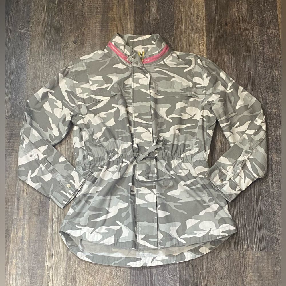 Tribal Jacket Grey White Camo Contrast Zippers Size Medium